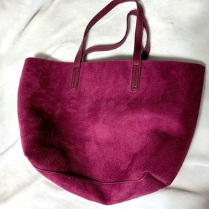 Burgundy Soft Velvet Like Over The Shoulder Bag